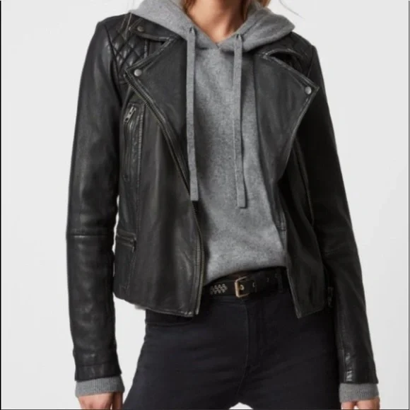 All Saints Black Leather Jacket - Picture 1 of 13